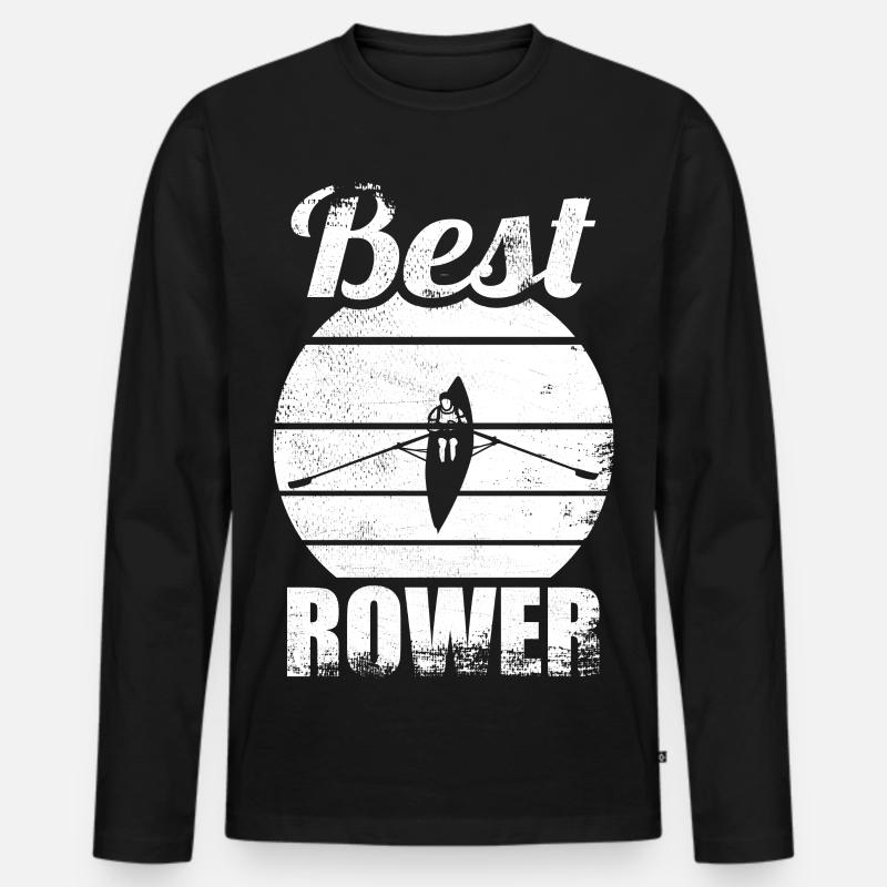 Ruderer - Männer Premium Bio Langarmshirt - Schwarz