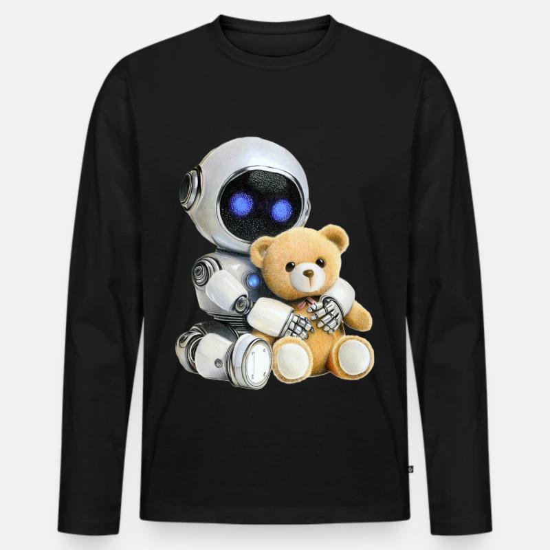 Roboter Teddy - Männer Premium Bio Langarmshirt - Schwarz