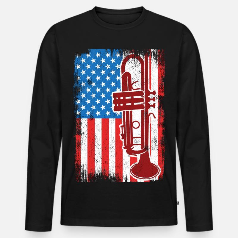 4. Juli USA Trompeter - Männer Premium Bio Langarmshirt - Schwarz