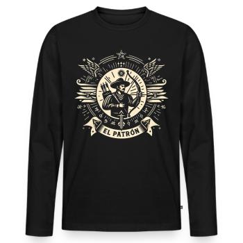El Patrón Archer Icon - Men's Premium Organic Long Sleeve Shirt - black - Front - Nico (187cm)