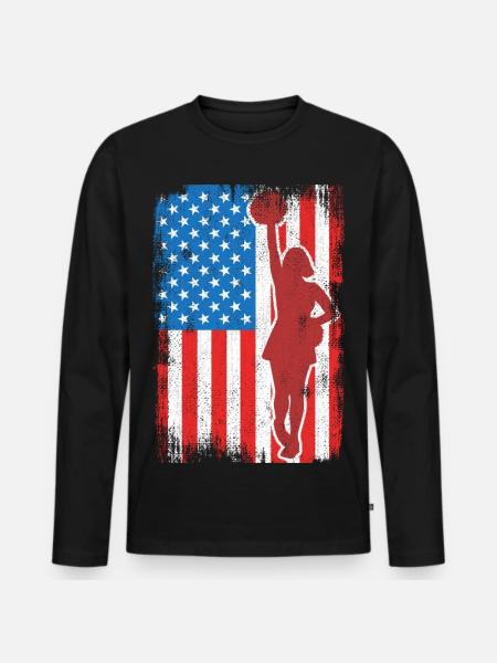 USA Patriotic Cheerleader - Men's Premium Organic Long Sleeve Shirt - black
