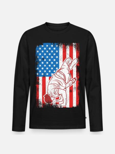 4. Juli USA Breakdance - Männer Premium Bio Langarmshirt - Schwarz