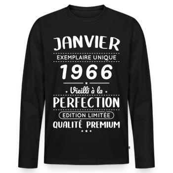60th Anniversary - January 1966 Perfection - Men's Premium Organic Long Sleeve Shirt - black - Front - Nico (187cm)