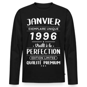 30th Anniversary - January 1996 Perfection - Men's Premium Organic Long Sleeve Shirt - black - Front - Nico (187cm)