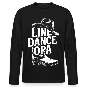 Line Dance Opa - Männer Premium Bio Langarmshirt - Schwarz - Vorne - Nico (187cm)