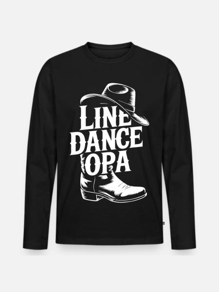 Line Dance Opa - Männer Premium Bio Langarmshirt - Schwarz