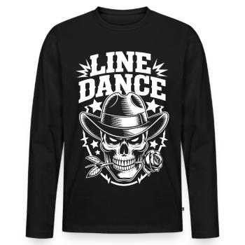 Line Dance Skull Cowboy - Men's Premium Organic Long Sleeve Shirt - black - Front - Nico (187cm)