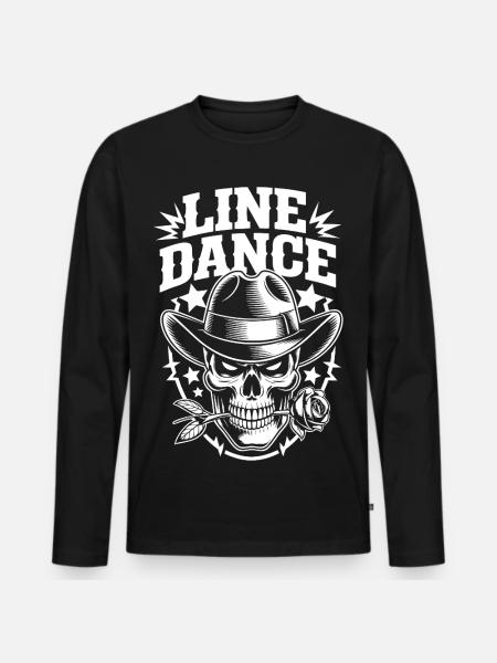 Line Dance Skull Cowboy - Men's Premium Organic Long Sleeve Shirt - black