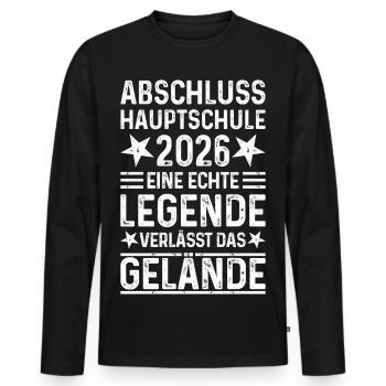 Graduation 2026 Hauptschule Spruch Legend Gelände - Men's Premium Organic Long Sleeve Shirt - black - Front - Nico (187cm)