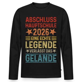 Remise des diplômes 2026 Hauptschule Hauptschulabschluss - T-shirt manches longues Premium bio Homme - noir - Devant - Nico (187cm)
