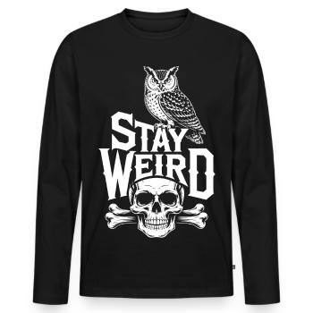 Stay Weird Owl Skull - Men's Premium Organic Long Sleeve Shirt - black - Front - Nico (187cm)