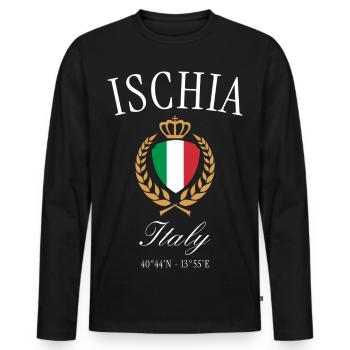 Ischia Italien Wappen Krone – Reise Souvenir - Männer Premium Bio Langarmshirt - Schwarz - Vorne - Nico (187cm)