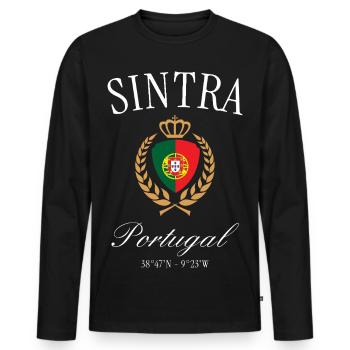 Couronne des armoiries Sintra Portugal – Souvenir de voyage - T-shirt manches longues Premium bio Homme - noir - Devant - Nico (187cm)