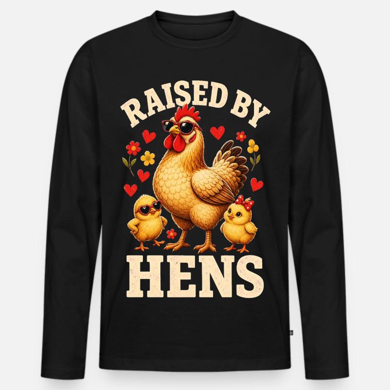 RAISED BY HENS - Männer Premium Bio Langarmshirt - Schwarz
