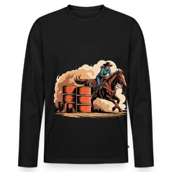 Barrel Racer Rodeo - Men's Premium Organic Long Sleeve Shirt - black - Front - Nico (187cm)