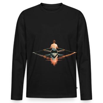 Serene Man Rowing Solo - Men's Premium Organic Long Sleeve Shirt - black - Front - Nico (187cm)