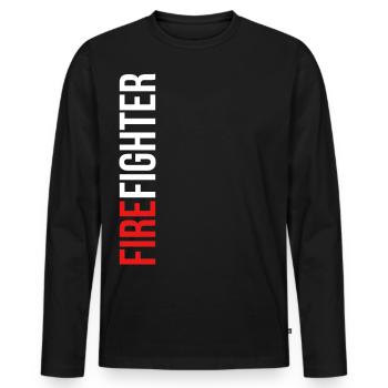 FIREFIGHTER / Feuerwehr - Männer Premium Bio Langarmshirt - Schwarz - Vorne - Nico (187cm)