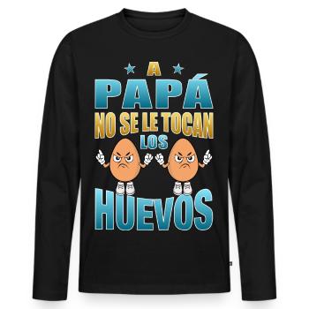 Dad doesn't touch his balls - Men's Premium Organic Long Sleeve Shirt - black - Front - Nico (187cm)