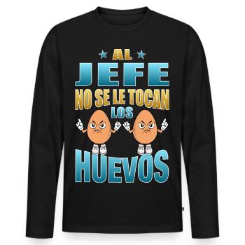 The doesn't touch his balls - Men's Premium Organic Long Sleeve Shirt - black - Front - Nico (187cm)