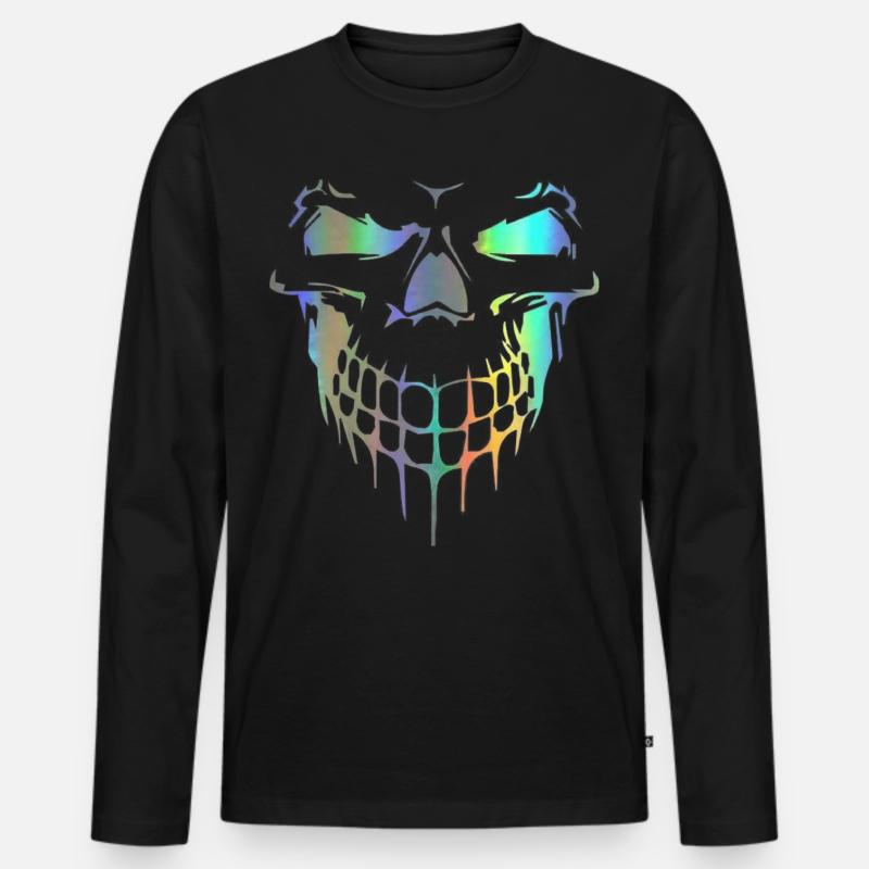 Totenkopf - Männer Premium Bio Langarmshirt - Schwarz