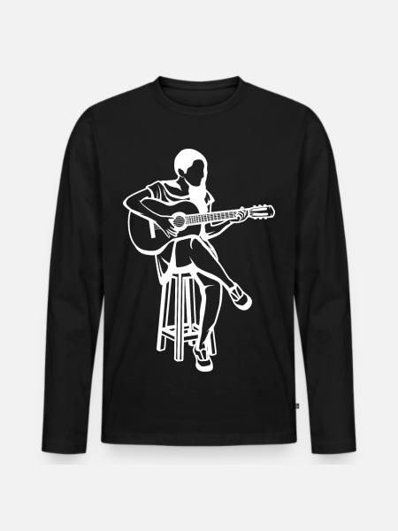 Guitar Girl Drawing - Men's Premium Organic Long Sleeve Shirt - black