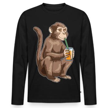 Affe Saft - Männer Premium Bio Langarmshirt - Schwarz - Vorne - Nico (187cm)