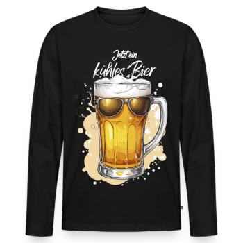 Bière avec lunettes de soleil, bière fraîche, fête de la bière - T-shirt manches longues Premium bio Homme - noir - Devant - Nico (187cm)