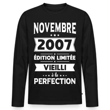 18th Birthday - November 2007 Perfection - Men's Premium Organic Long Sleeve Shirt - black - Front - Nico (187cm)