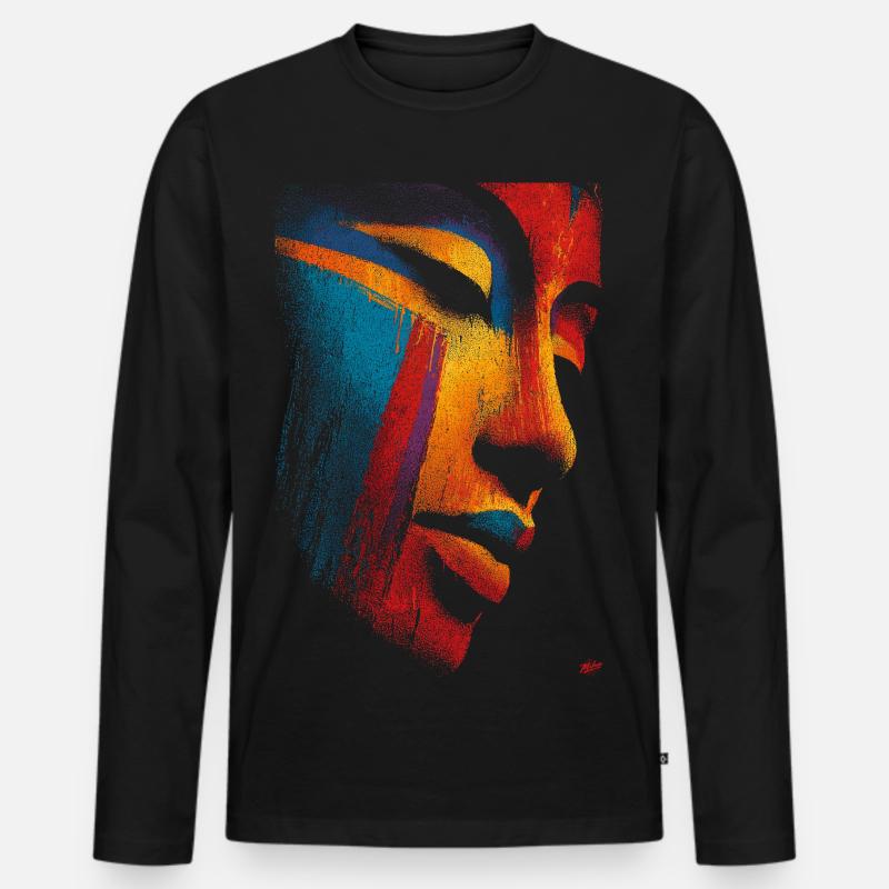 Buddhas Face - Männer Premium Bio Langarmshirt - Schwarz