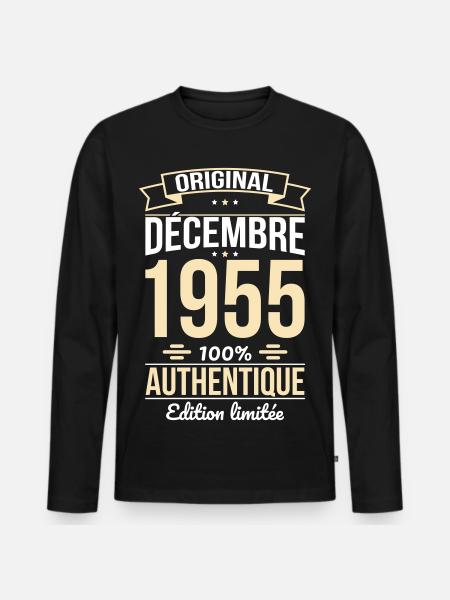 70th Anniversary - Original - December 1955 - Men's Premium Organic Long Sleeve Shirt - black
