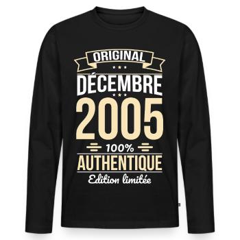 20th Anniversary - Original - December 2005 - Men's Premium Organic Long Sleeve Shirt - black - Front - Nico (187cm)