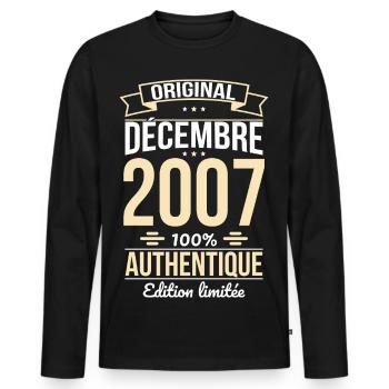 18th Birthday - Original - December 2007 - Men's Premium Organic Long Sleeve Shirt - black - Front - Nico (187cm)