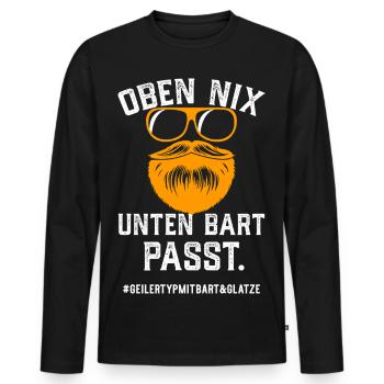 Geiler Typ Mit Bart Und Glatze Bartträger Vollbart - Männer Premium Bio Langarmshirt - Schwarz - Vorne - Nico (187cm)