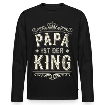 Dad Sayings Gift Funny Father King Crown - Men's Premium Organic Long Sleeve Shirt - black - Front - Nico (187cm)