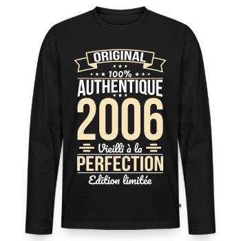 2006 – Aged to Perfection – Limitierte Ausgabe - Männer Premium Bio Langarmshirt - Schwarz - Vorne - Nico (187cm)