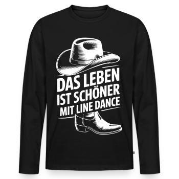 Life is more beautiful with line dancing - Men's Premium Organic Long Sleeve Shirt - black - Front - Nico (187cm)