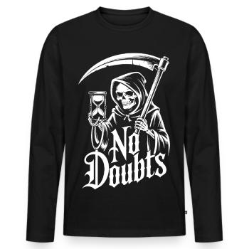 Grim Reaper with Hourglass – No Doubts Saying Gothic - Men's Premium Organic Long Sleeve Shirt - black - Front - Nico (187cm)
