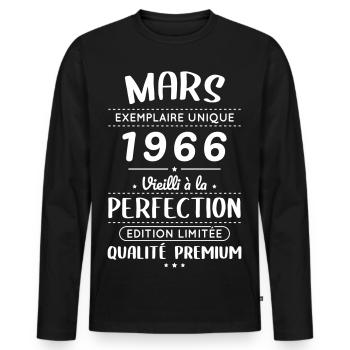 60th Anniversary - March 1966 Perfection - Men's Premium Organic Long Sleeve Shirt - black - Front - Nico (187cm)