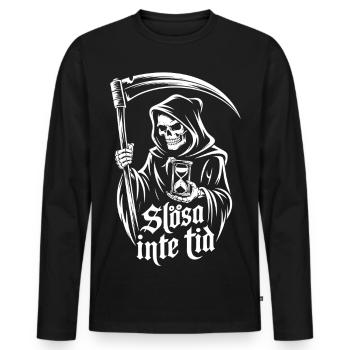 Engel der Todesuhr – Verschwende keine Zeit - Männer Premium Bio Langarmshirt - Schwarz - Vorne - Nico (187cm)