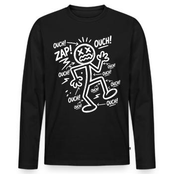 Choc Électrique Humour | Cadeau Électricien Drôle - T-shirt manches longues Premium bio Homme - noir - Devant - Nico (187cm)