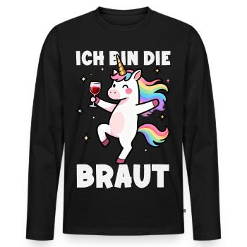 Ich Bin Die Braut Jga Einhorn Wein Brautparty - Männer Premium Bio Langarmshirt - Schwarz - Vorne - Nico (187cm)