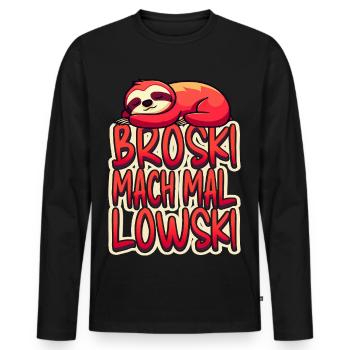 Broski Mach Mal Lowski - Männer Premium Bio Langarmshirt - Schwarz - Vorne - Nico (187cm)