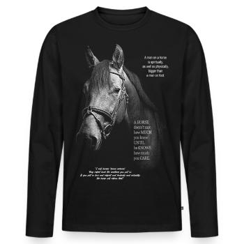 HORSE, HORSES RIDING QUOTES PHILOSOPHICAL - Men's Premium Organic Long Sleeve Shirt - black - Front - Nico (187cm)