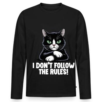 Funny Evil Black Cat Rule Breaker - Men's Premium Organic Long Sleeve Shirt - black - Front - Nico (187cm)