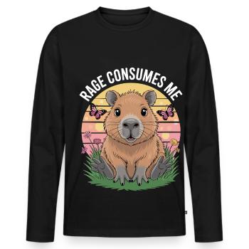 La rage du capybara me consume - T-shirt manches longues Premium bio Homme - noir - Devant - Nico (187cm)