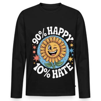 Funny More Happy Than Hate Winking Sunflower - Men's Premium Organic Long Sleeve Shirt - black - Front - Nico (187cm)