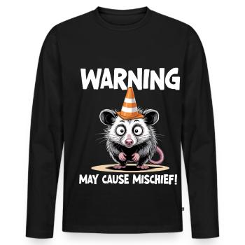 Un avertissement amusant pour les opossums peut causer des méfaits - T-shirt manches longues Premium bio Homme - noir - Devant - Nico (187cm)