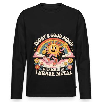 Die heutige Gute Laune Gesponsert von Thrash Metal - Männer Premium Bio Langarmshirt - Schwarz - Vorne - Nico (187cm)