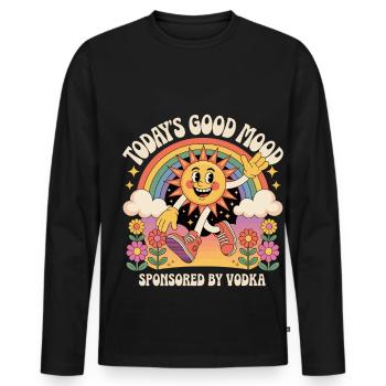 Bonne humeur du jour Sponsorisé par Vodka - T-shirt manches longues Premium bio Homme - noir - Devant - Nico (187cm)