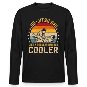 Papa jiu jitsu comme un papa normal mais plus cool - T-shirt manches longues Premium bio Homme - noir - Devant - Nico (187cm)